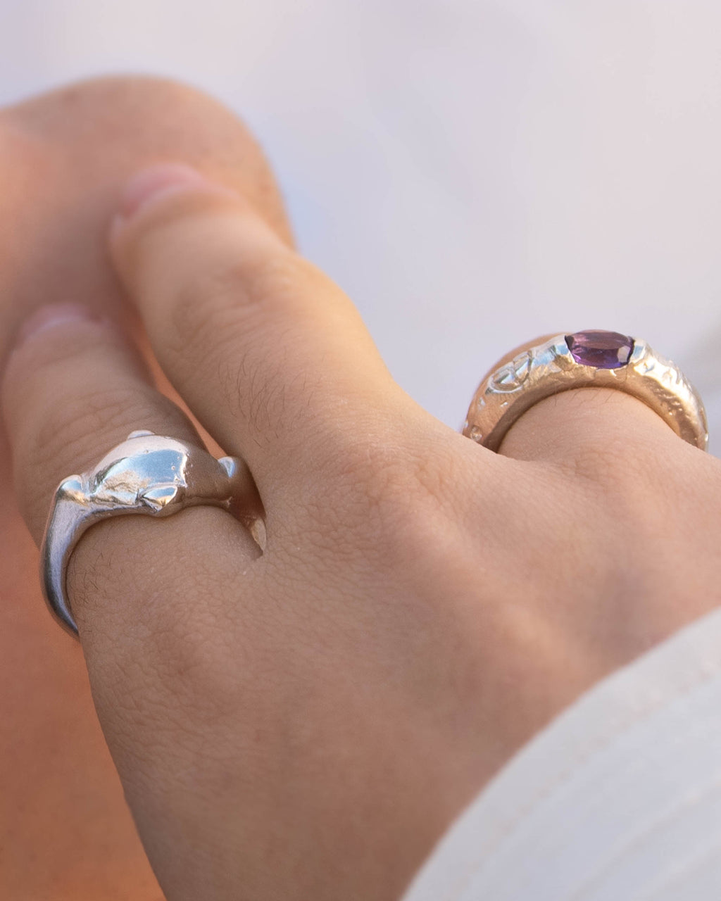 silver ring with amethyst and silver ring compass shape