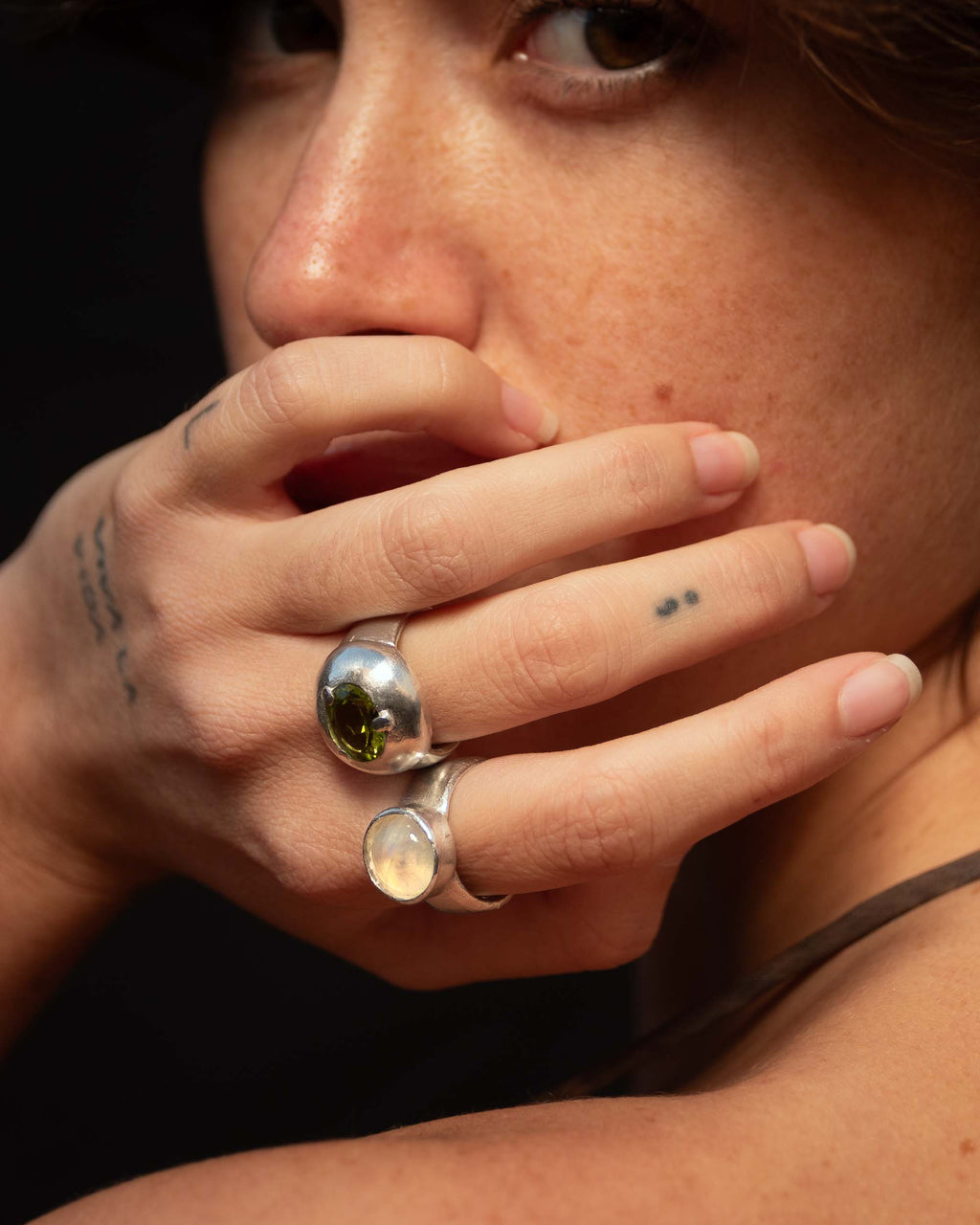 silver ring with moonstone