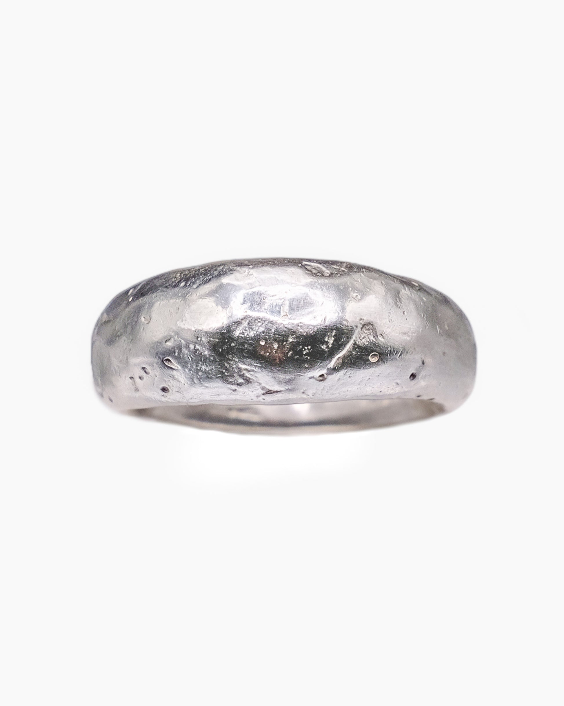 Big tall silver ring front view